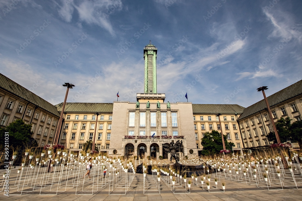 Naklejka premium Ostrava town hall in Czech Republic