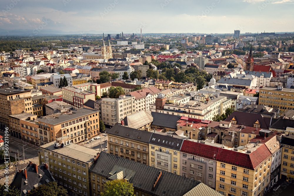 Aerial view from Ostrava Town Hall in Czechia