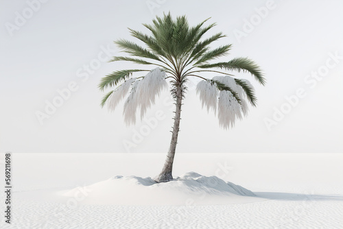 Palm tree growing in hot dry desert, generative ai © Lukas Juszczak