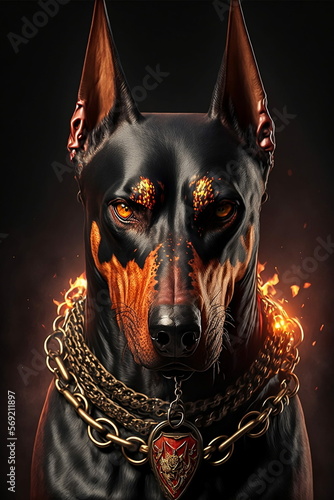 Fototapeta portrait of a doberman dog
