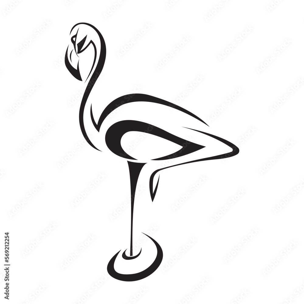 Flamingo silhouette continuous line drawing single line beautiful  wall  stickers tropical trendy tattoo  myloviewcom
