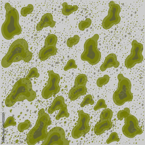Green mold on a white wall. Fungus and spores in the house. Vector illustration flat design. Isolated on white background.