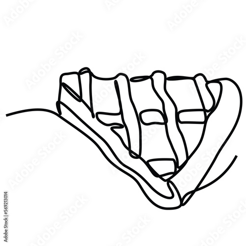 Single continuous line drawing of stylized sweet fresh bake bakery pastry in minimal continuous one line