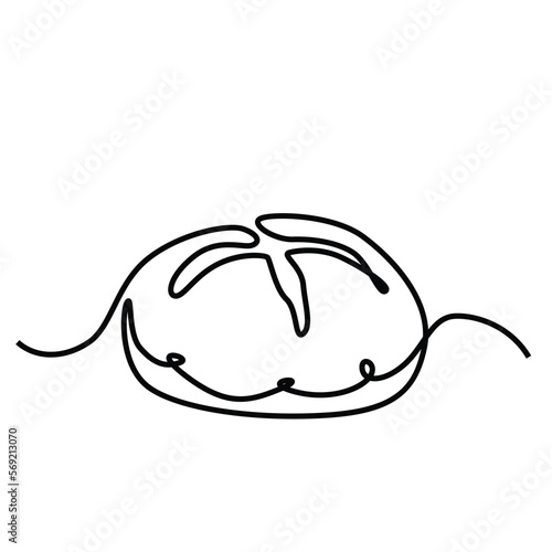 Single continuous line drawing of stylized sweet fresh bake bakery pastry in minimal continuous one line