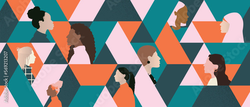 Obraz na płótnie diversity women profile silhouette illustration