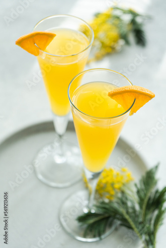 Mimosa cocktail in the glass photo