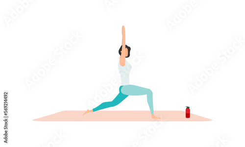 People do sports. People do sport exercises at home. Vector illustration
