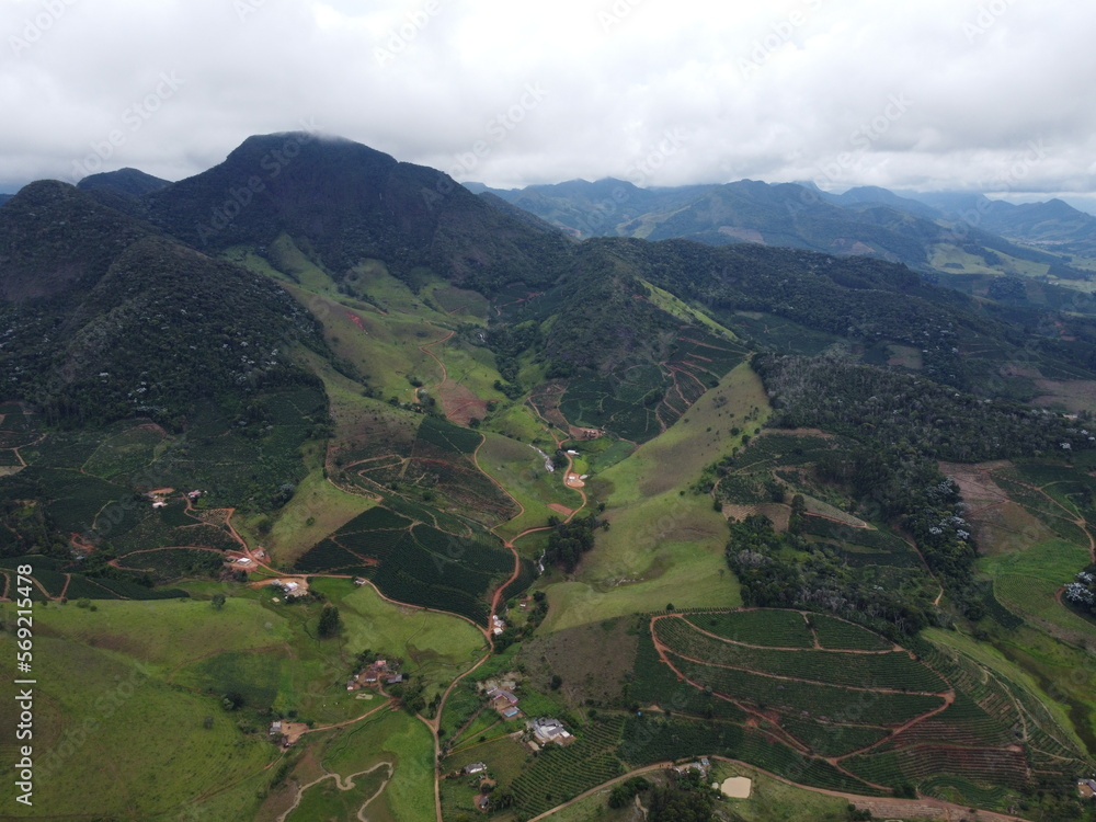 view of the mountains of region minas gerais brazil