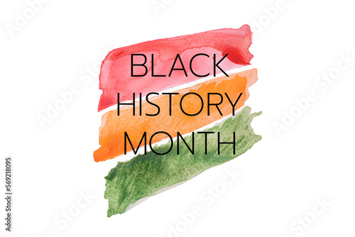 Watercolor red,orange and green stripes on white background,concept of black history month.