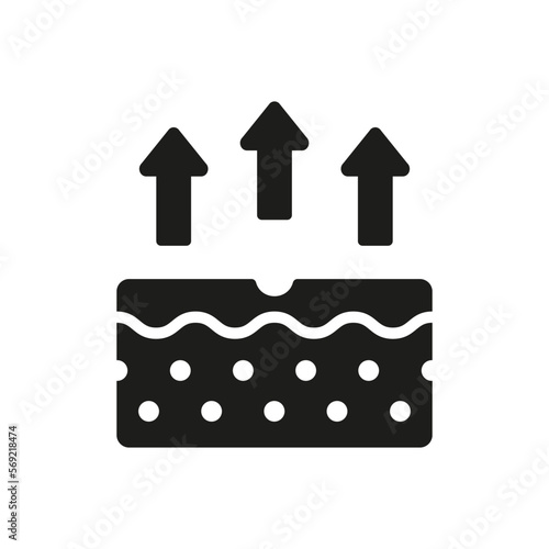 Skin Water Loss Pictogram. Skin Structure and Arrows Up Moisture Wicking Process, Skin Odor Concept Glyph Icon. Moisture Evaporation of Skin Silhouette Icon. Isolated Vector Illustration