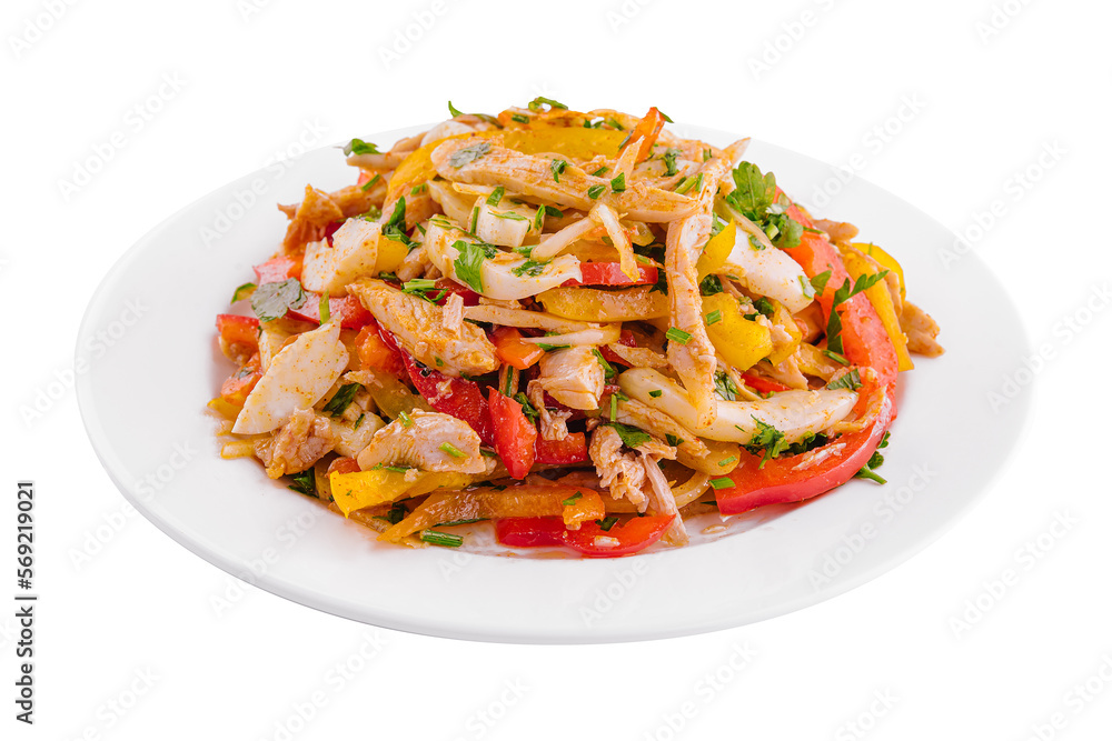 Salad with chicken breast and raw vegetables Salad with chicken breast and raw vegetables