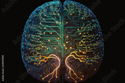 Glowing electric scheme in brain