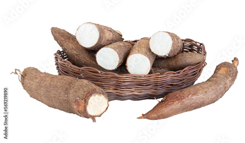 Billede på lærred Cassava root isolated. Cassava raw tuber