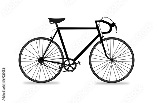 Vintage bicycle silhouette on white background, vector line 