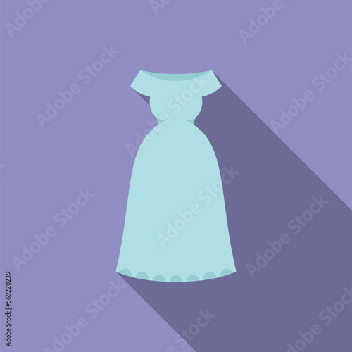 Luxury wedding dress icon flat vector. Veil bridal. Woman shower