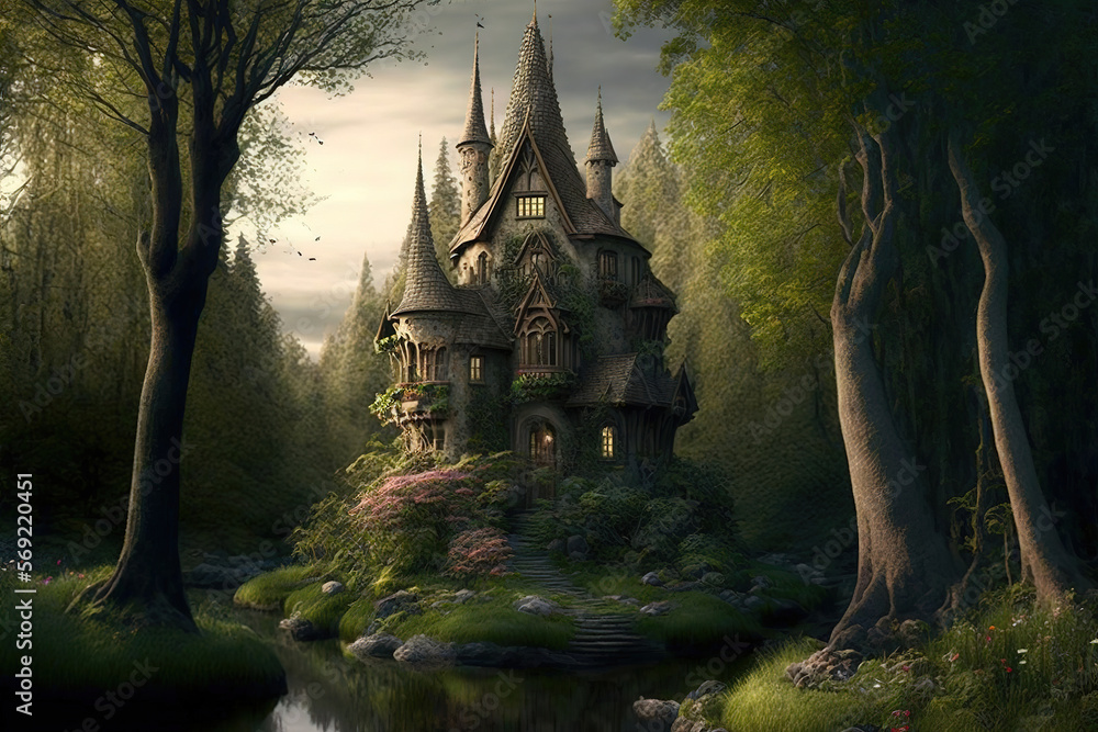 Fototapeta premium fairy tale castle.Generative Ai