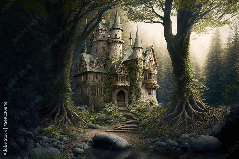 fairy tale castle.Generative Ai fairy tale castle.Generative Ai