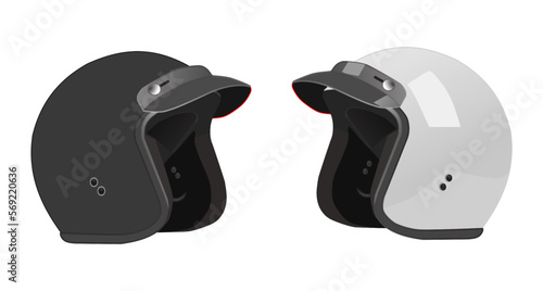 Motorcycle anti knock helmets in white and black, vector illustration
 photo