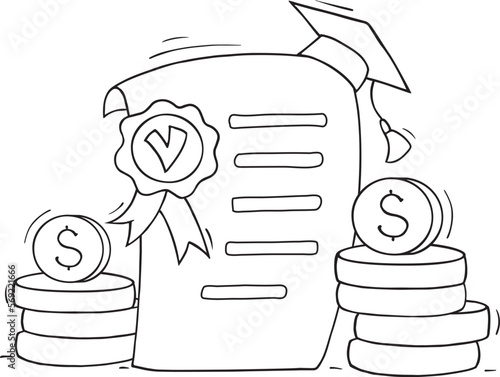 Scholarship, tuition grant, education cost concept