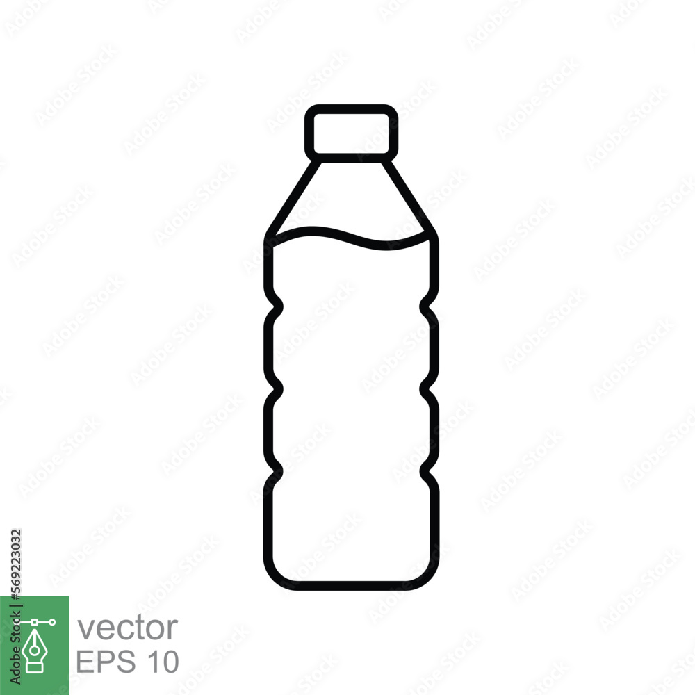 Water bottle line icon. Simple outline style. Plastic bottle, drink, mineral, soda, juice, food and beverage package concept. Vector illustration isolated on white background. EPS 10. Water bottle line icon. Simple outline style. Plastic bottle, drink, mineral, soda, juice, food and beverage package concept. Vector illustration isolated on white background. EPS 10.