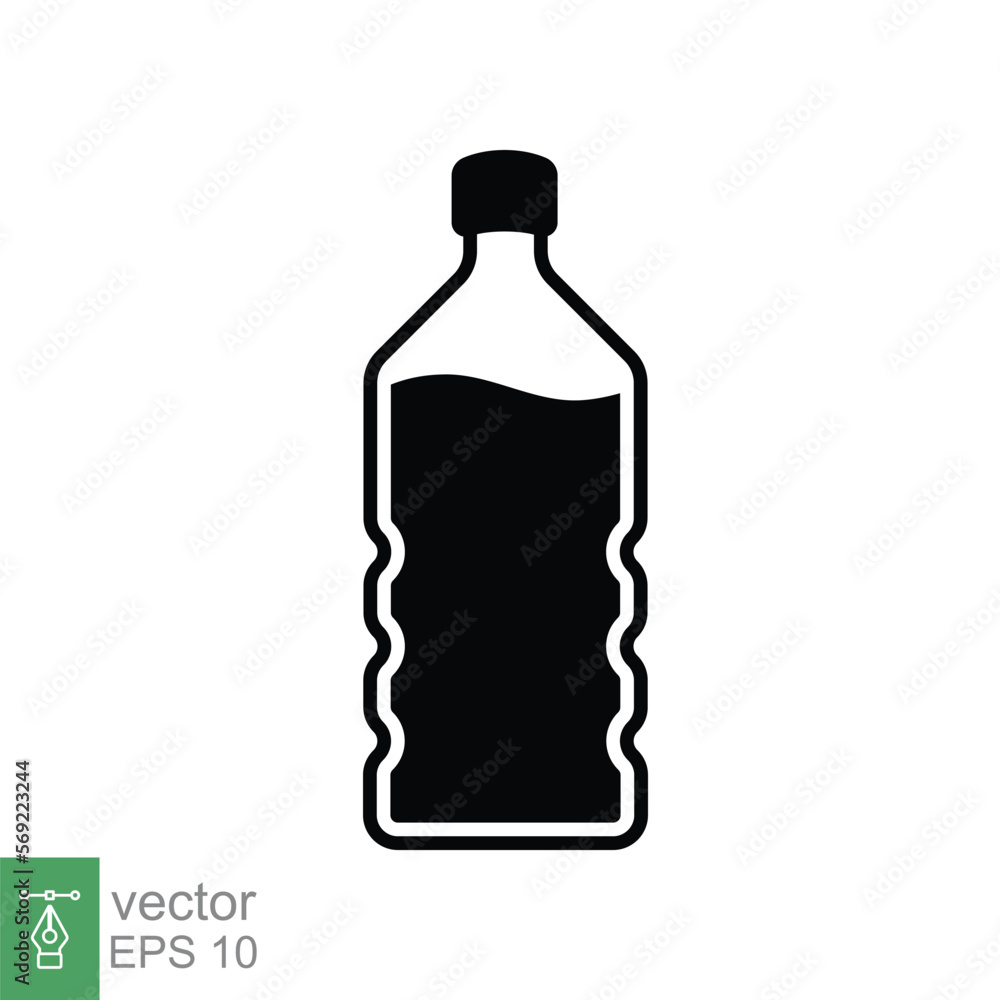 Water bottle solid line icon. Simple glyph style. Plastic bottle, drink, mineral, soda, juice, food and beverage package concept. Vector illustration isolated on white background. EPS 10. Water bottle solid line icon. Simple glyph style. Plastic bottle, drink, mineral, soda, juice, food and beverage package concept. Vector illustration isolated on white background. EPS 10.