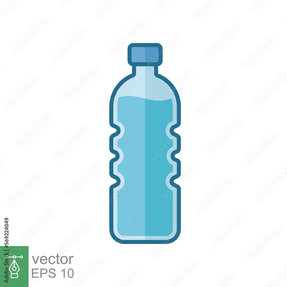 Water bottle flat icon. Simple filled outline style. Plastic bottle, drink, mineral, soda, juice, food and beverage package concept. Vector illustration isolated on white background. EPS 10. Water bottle flat icon. Simple filled outline style. Plastic bottle, drink, mineral, soda, juice, food and beverage package concept. Vector illustration isolated on white background. EPS 10.