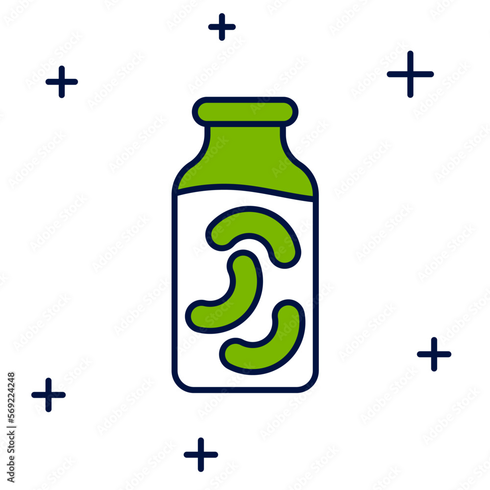 Obraz premium Filled outline Pickled cucumbers in a jar icon isolated on white background. Vector