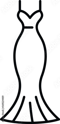Elegant wedding dress icon outline vector. White veil. Bridal accessories
