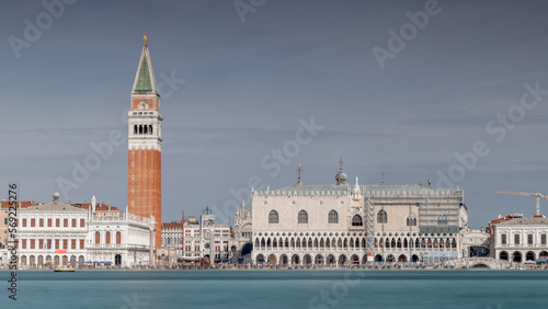 Venice, Italy. European city of Venice, tourist destination famous for canals, gondolas and history. Looking across the grand canal at St Marks Square, Piazza San Marco
