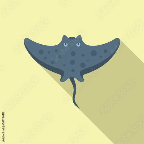 Underwater stingray icon flat vector. Ocean animal. Sea nature