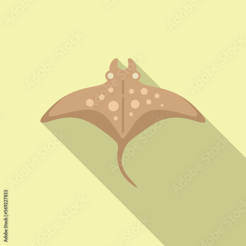 Wing stingray icon flat vector. Fish animal. Water nature