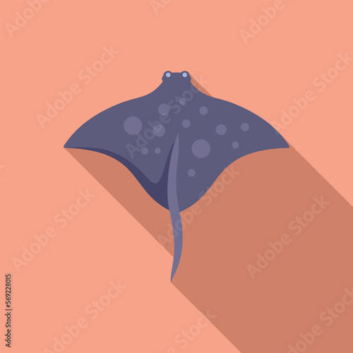 Cute stingray icon flat vector. Fish animal. Water nature