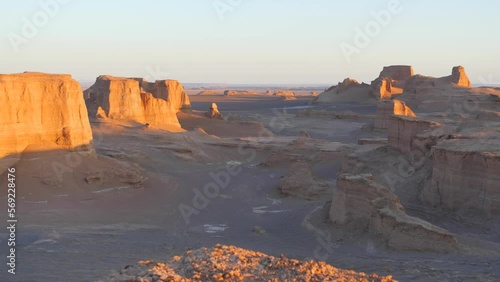Cinematic time lapse of sunrise at Kalut Shahdad desert rock formation Iran