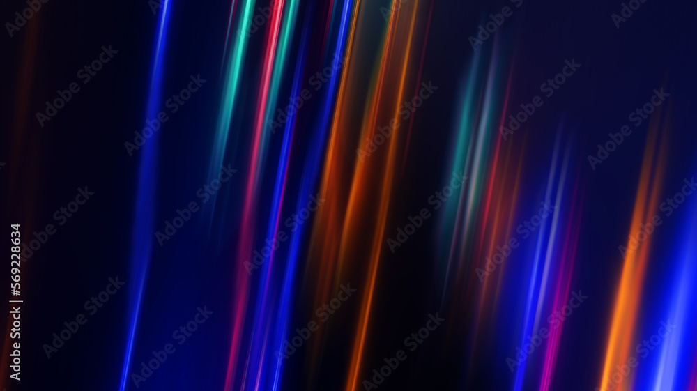 Fototapeta premium Dark fractal, abstract background. Bright neon lines, waves. Blurred laser shapes