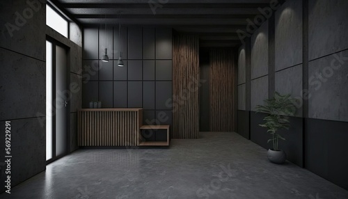 modern interior bathroom whit dark grey color premium. generative Ai