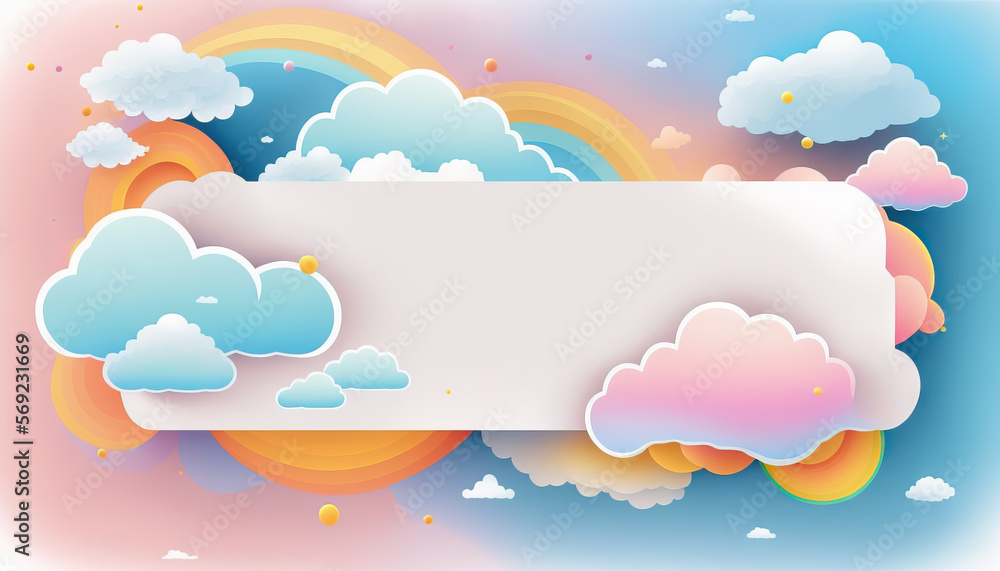 Copy space of pastel clouds frame abstract background. Generative AI