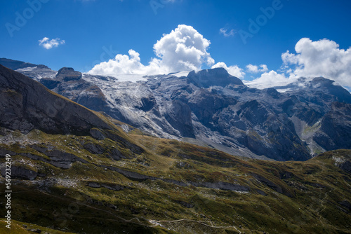 Alpine glaciers and mountains landscape in French alps