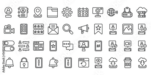 Social Meida Icon Pack With 64 x 64 px Outline Style Simple For Your Business, Web, Presentation, Icons, Icon, Icon Pack