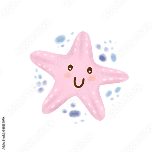 pink star fish watercolor