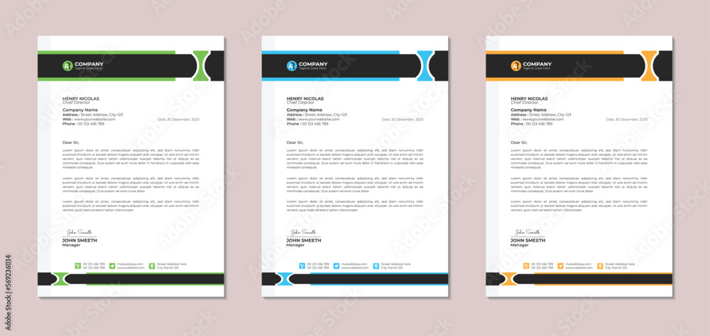 Professional corporate business letterhead design template Professional corporate business letterhead design template