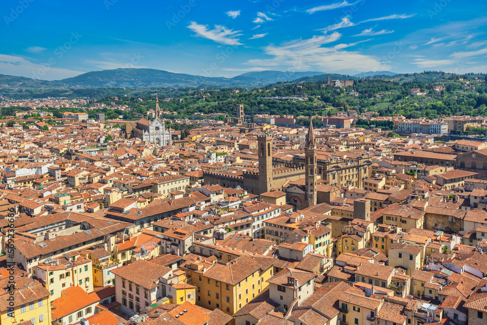 Florence Italy, high angle view city skyline at Florence old town, Tuscany Italy