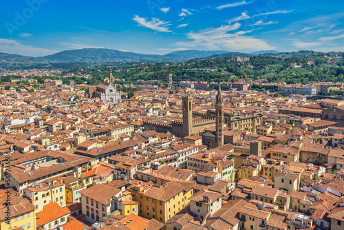 Florence Italy, high angle view city skyline at Florence old town, Tuscany Italy