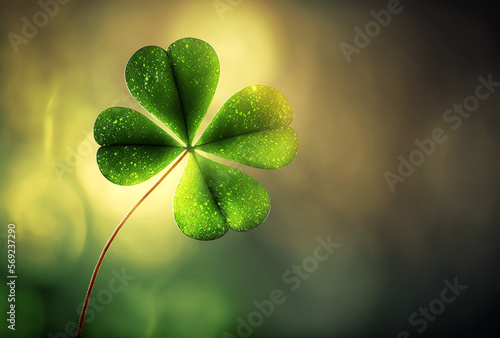 Four leaf clover luckyon sunshine background. St. Patrick's Day backdrop. Generative AI photo