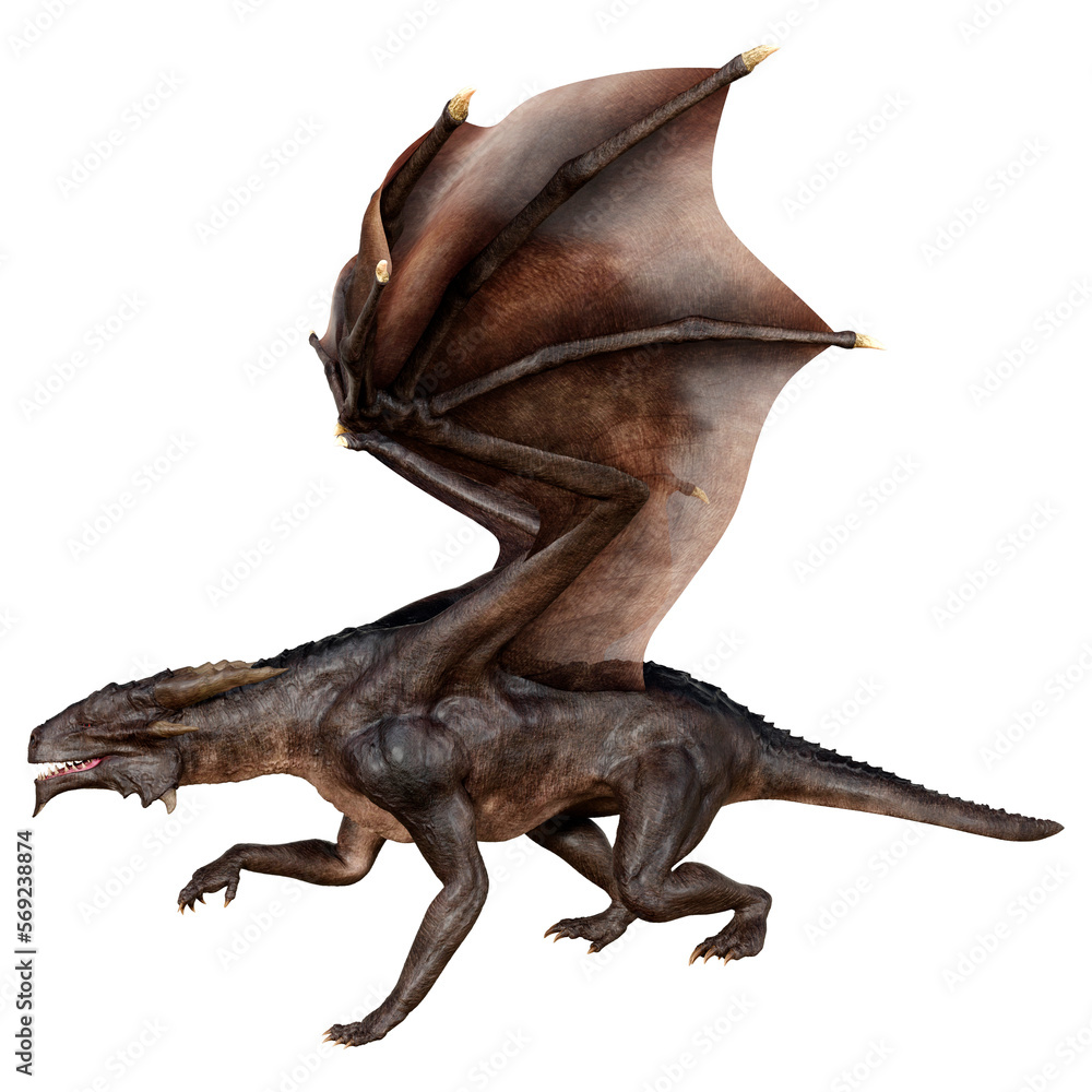 Fototapeta premium 3D Rendering Fairy Tale Dragon on White