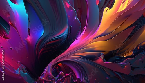  a colorful abstract background with lots of different shapes and colors on it's surface, with a black background and a red, yellow, blue, purple, pink, and purple, and orange design.  generative ai © Shanti