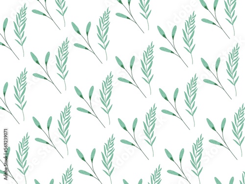 Fototapeta Naklejka Na Ścianę i Meble -  Watercolor seamless pattern of leaves elements on a white background . Botanical pattern