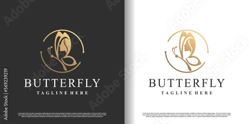 Butterfly logo design vector with creative and unique style concept premium vector