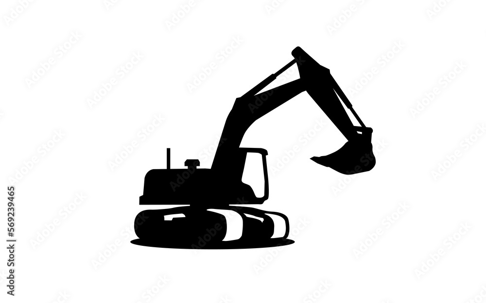 Excavator symbol with silhouette style for logo template, sign and brand. Excavator symbol with silhouette style for logo template, sign and brand.