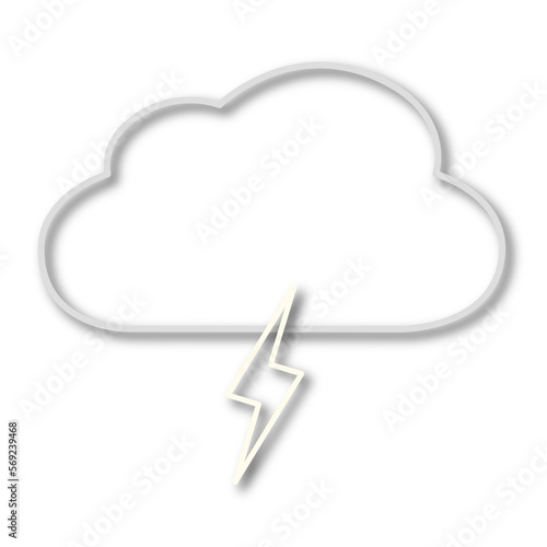 illustrazione con sagoma di nuvola e saetta su sfondo trasparente photo