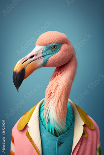 pink flamingo portrait